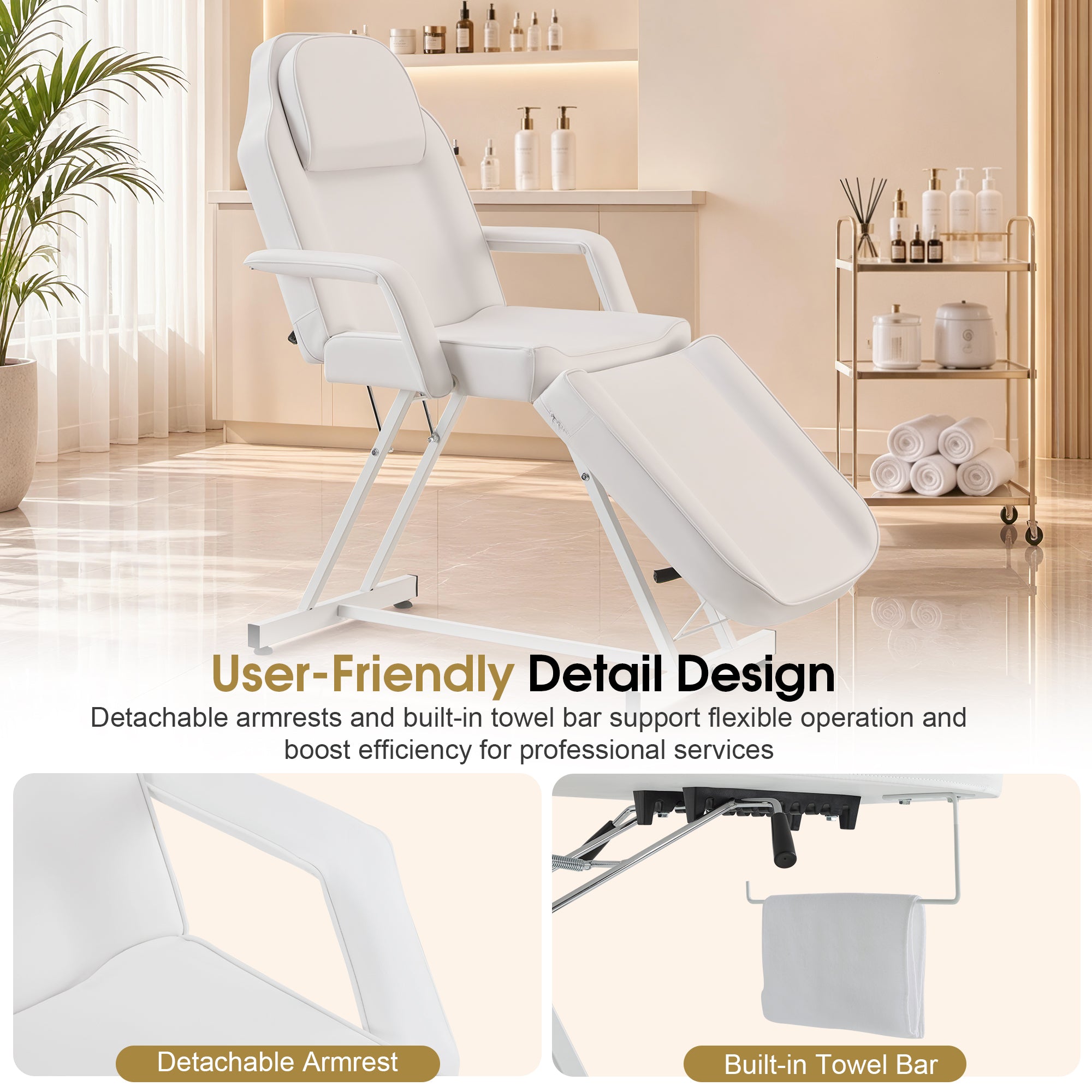 BarberPub Adjustable Tattoo Chair, Facial Chair for Client, 72 Inches Massage Table 0015