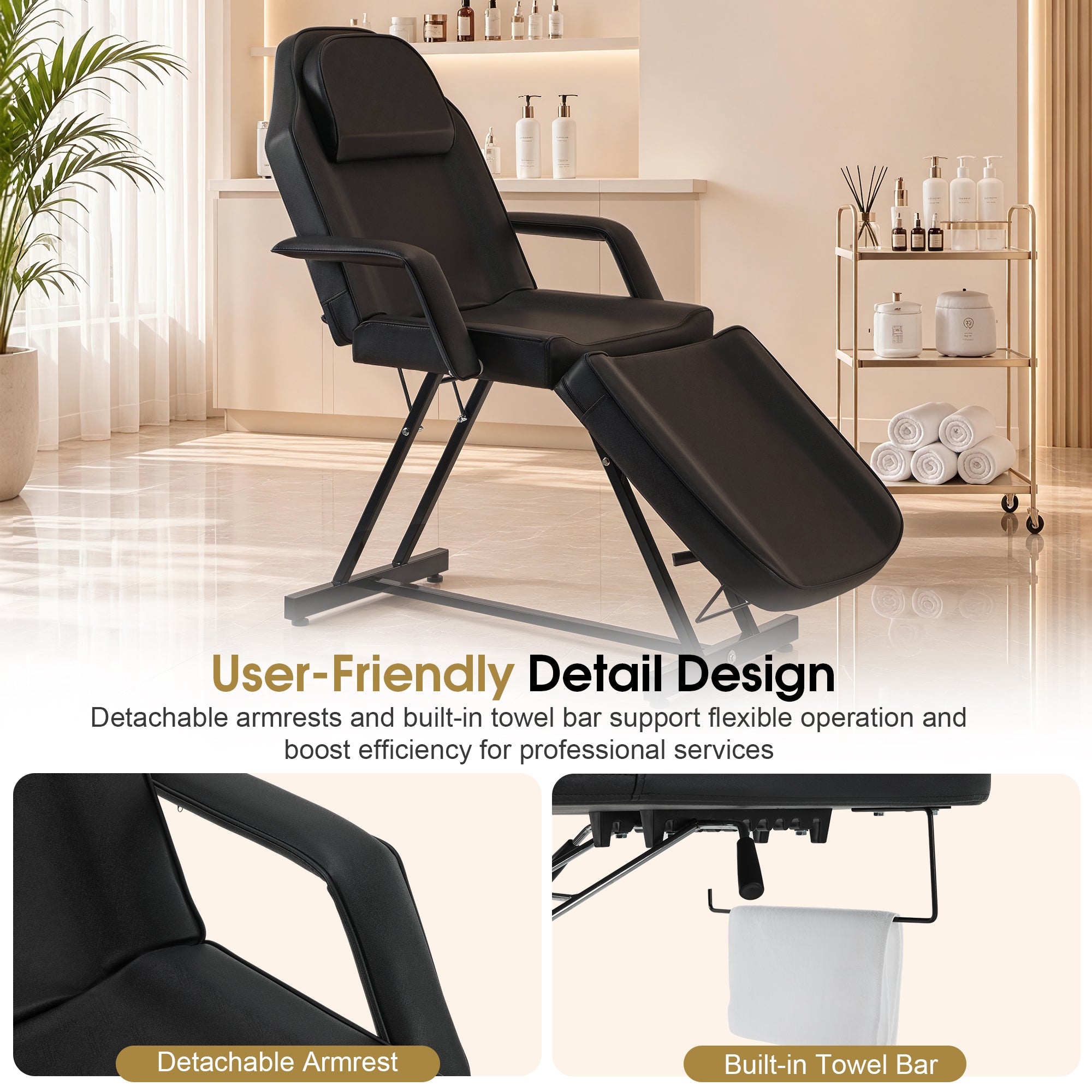 BarberPub Adjustable Tattoo Chair, Facial Chair for Client, 72 Inches Massage Table 0015