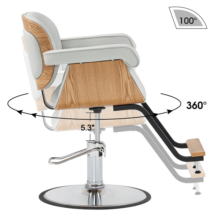 BarberPub Classic Modern Hydraulic Wooden Swivel Salon Chair for Hair Stylist Barber Home Beauty Spa Hair Styling Chair 9262