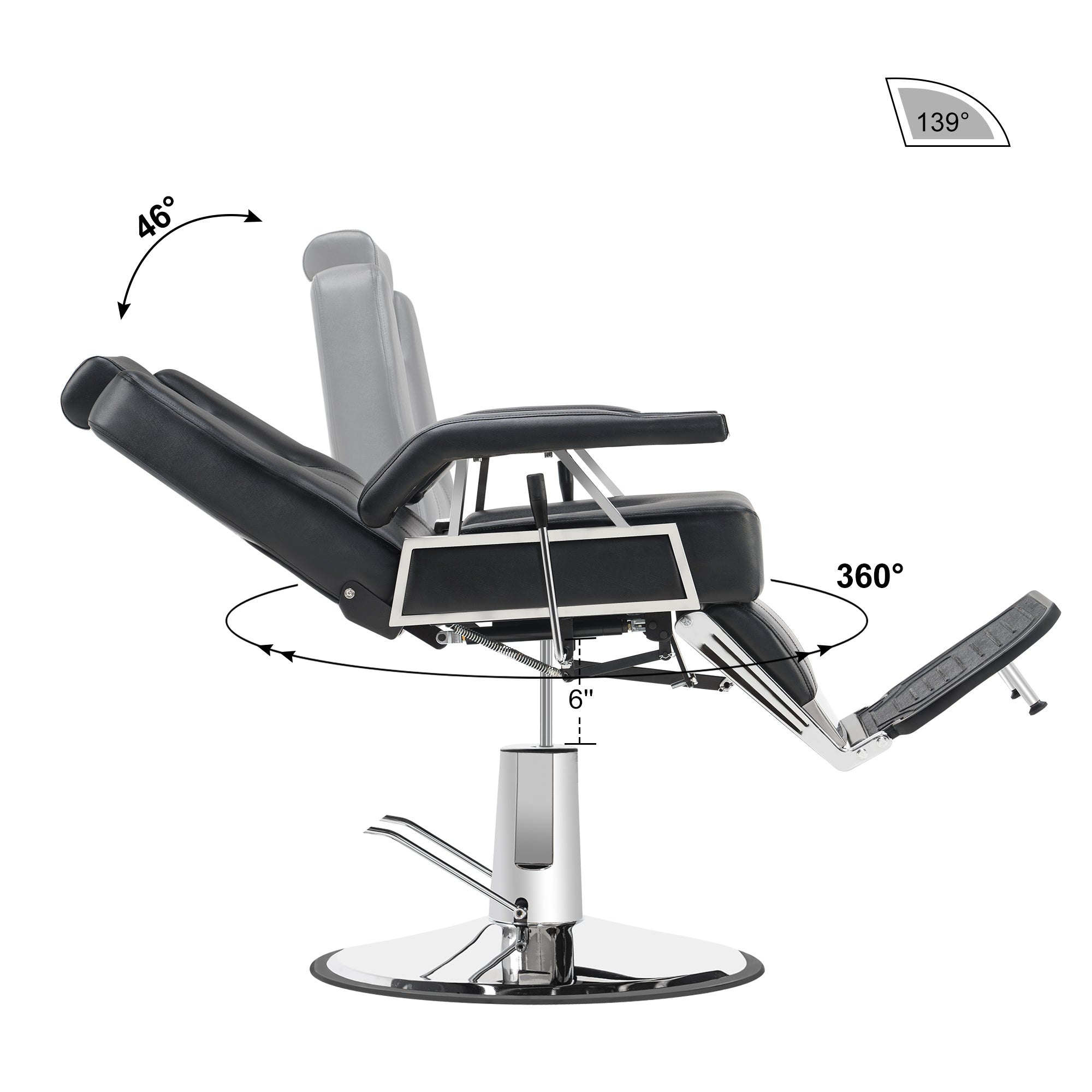 BarberPub All Purpose Barber Chair,Reclining Salon Styling Barbershop Equipment 2801