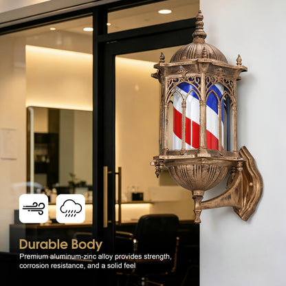 BarberPub Retro Wall-Mounted Barber Pole with Rotating LED Strips, Waterproof Spinning Hair Salon Open Sign L082