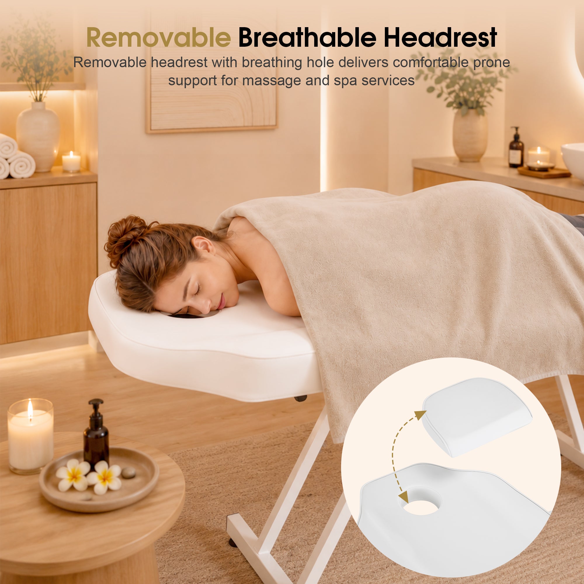 BarberPub Adjustable Tattoo Chair, Facial Chair for Client, 72 Inches Massage Table 0015