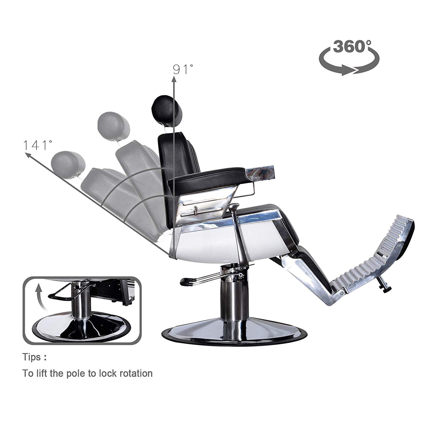 BarberPub Reclining Barber Chair, All Purpose Salon Chairs for Barbershop 2009