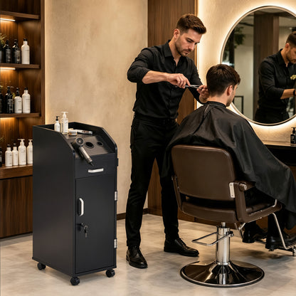 BarberPub Barber Storage Trolley with Hair Dryer Holder Salon Stylist Equipment 2011