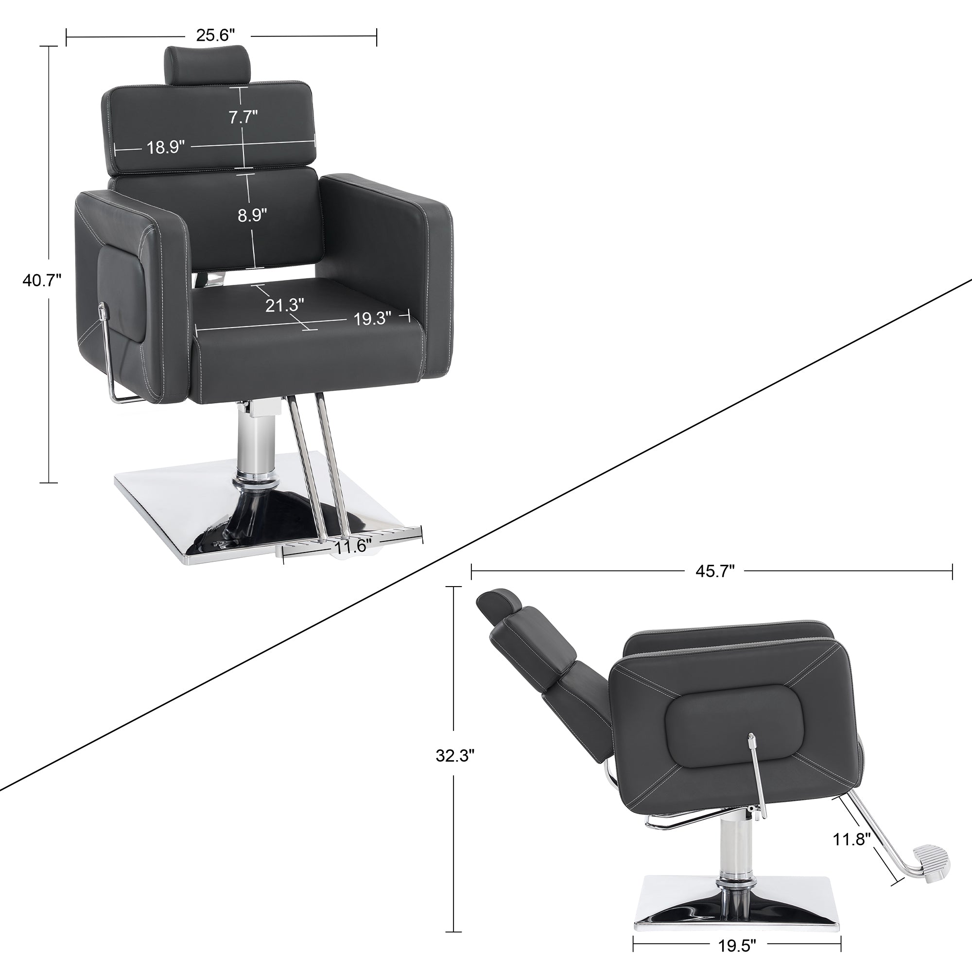 BarberPub Barber Chair, Reclining Hydraulic Salon Chair for Barbershop 2065