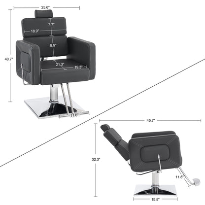 BarberPub Barber Chair, Reclining Hydraulic Salon Chair for Barbershop 2065