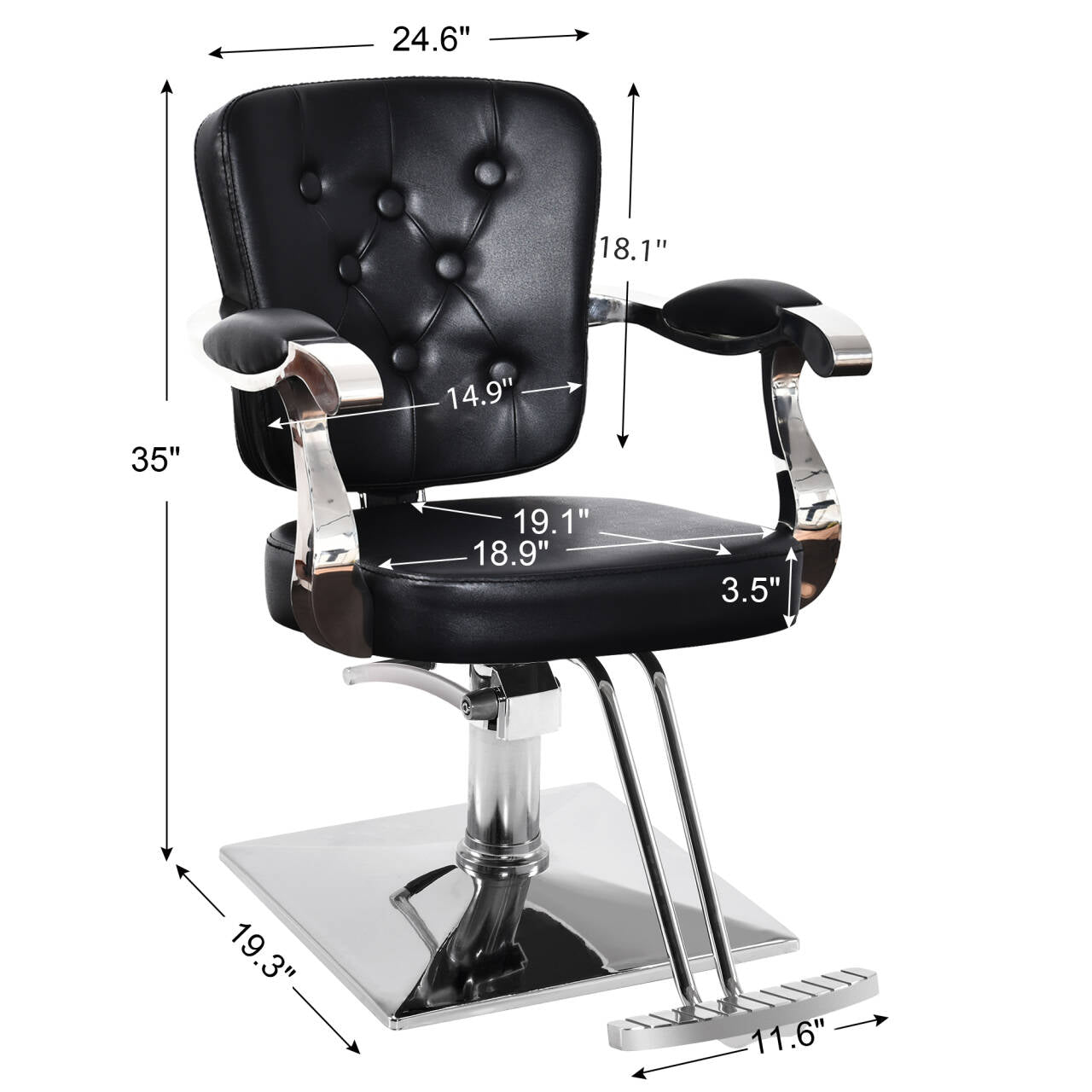 BarberPub Classic Salon Chair, Hydraulic Hair Salon Styling Beauty Equipment 2069