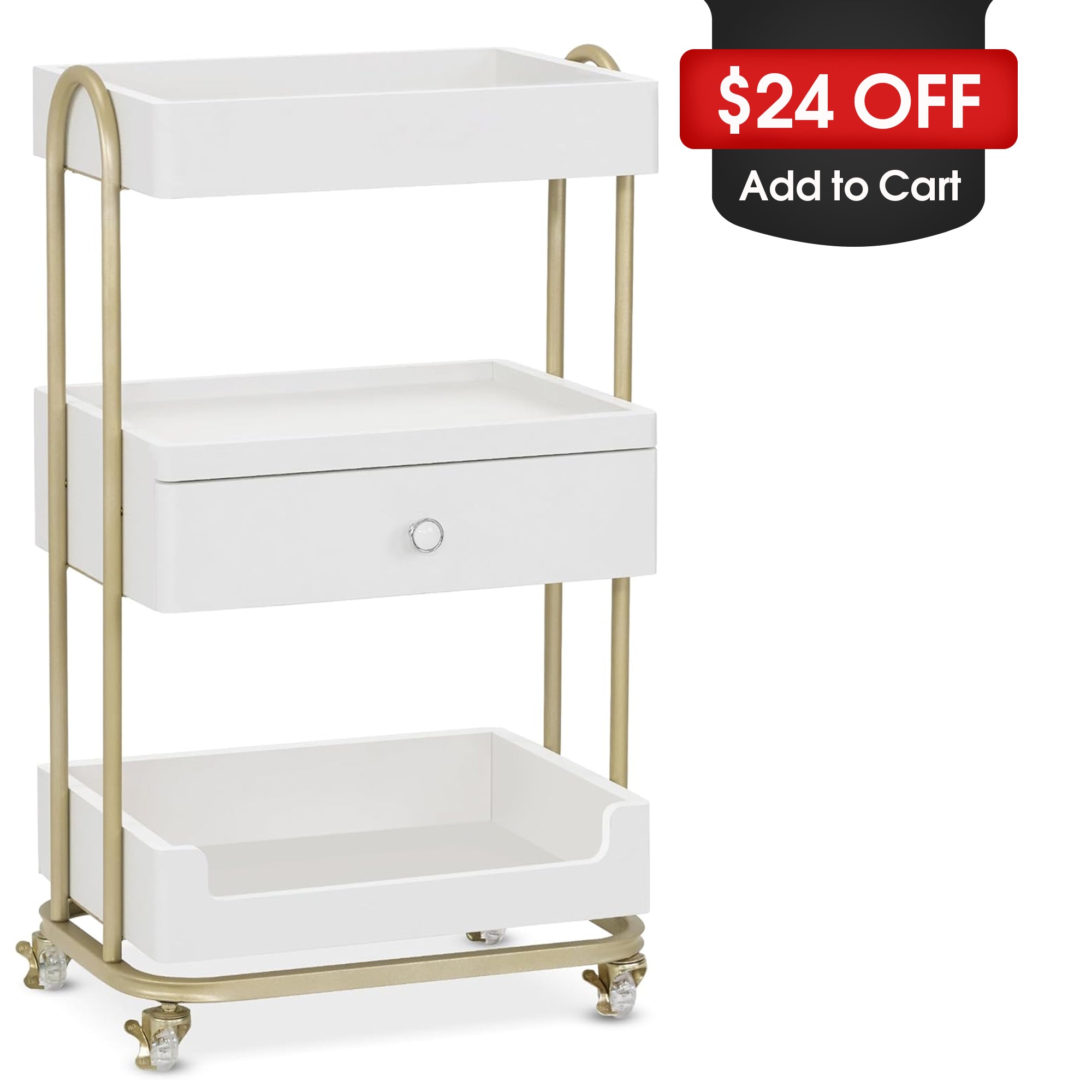 Salon Beauty Cart with Wheels & Drawer, SPA Storage Stylist Trolley with Shelves 2086