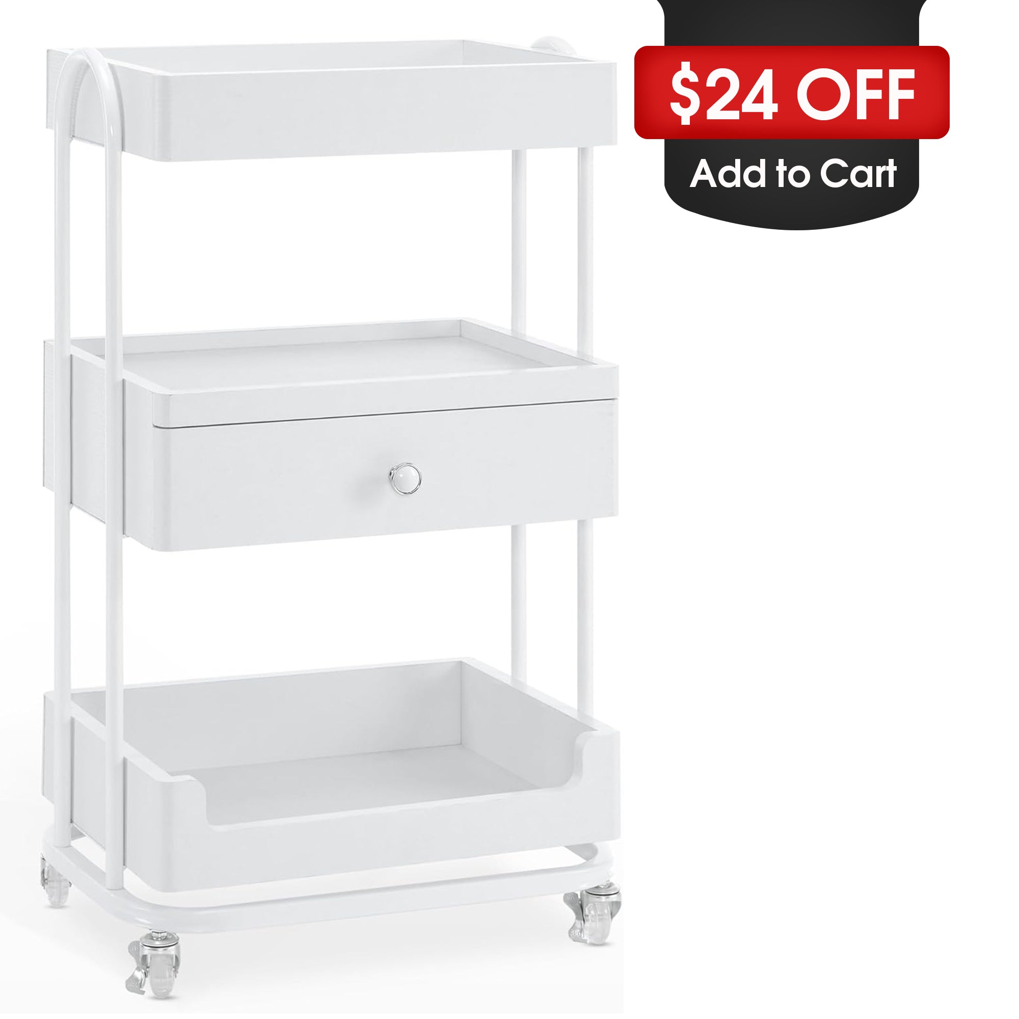 Salon Beauty Cart with Wheels & Drawer, SPA Storage Stylist Trolley with Shelves 2086