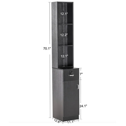 Hair Salon Wall Mount Station with Lockable Drawer and Cabinet, Barber Styling Equipment 3036-1