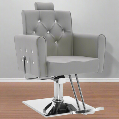 BarberPub Reclining Barber Chair, Removable Headrest Salon Chair for Hair Stylist 3123