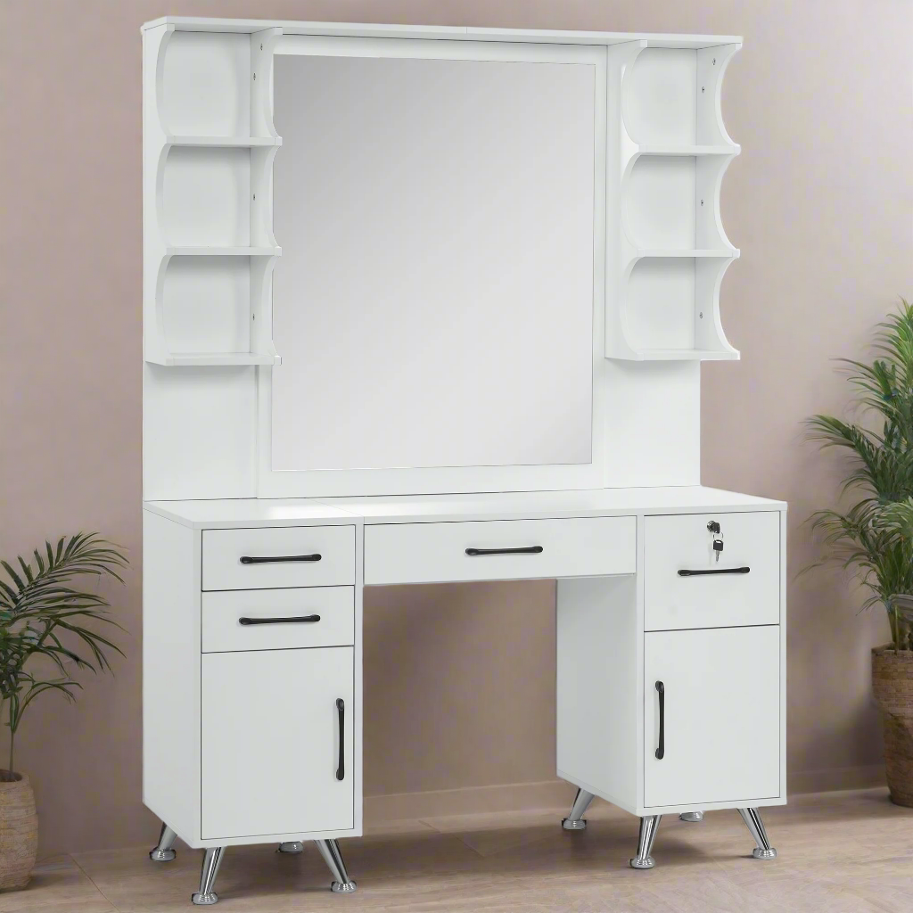 BarberPub Vanity Set with Mirror Make up Table Spa Styling Station 3143