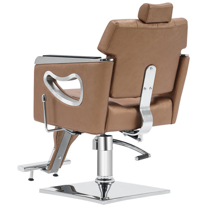 BarberPub Reclining Barber Chair for Hair Stylists, Professional Salon Styling Chair for Barbershop & Spa 8132GD