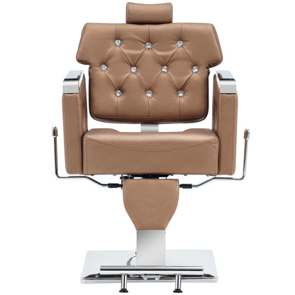 BarberPub Reclining Barber Chair for Hair Stylists, Professional Salon Styling Chair for Barbershop & Spa 8132GD