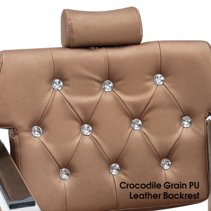 BarberPub Reclining Barber Chair for Hair Stylists, Professional Salon Styling Chair for Barbershop & Spa 8132GD