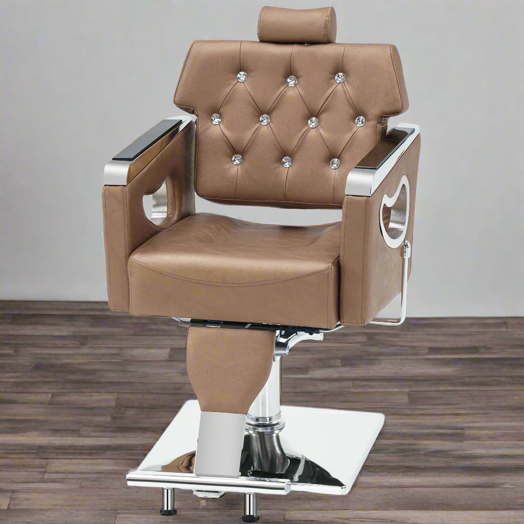 BarberPub Reclining Barber Chair for Hair Stylists, Professional Salon Styling Chair for Barbershop & Spa 8132GD