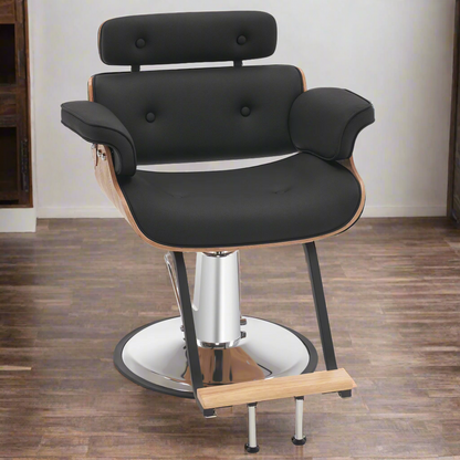 BarberPub Hydraulic Salon Chair,Curved Wood Frame Hair Cutting Styling Chair 8261