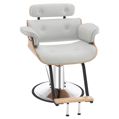 BarberPub Hydraulic Salon Chair,Curved Wood Frame Hair Cutting Styling Chair 8261