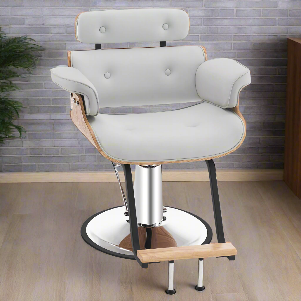 BarberPub Hydraulic Salon Chair,Curved Wood Frame Hair Cutting Styling Chair 8261