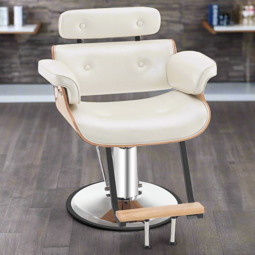 BarberPub Hydraulic Salon Chair,Curved Wood Frame Hair Cutting Styling Chair 8261