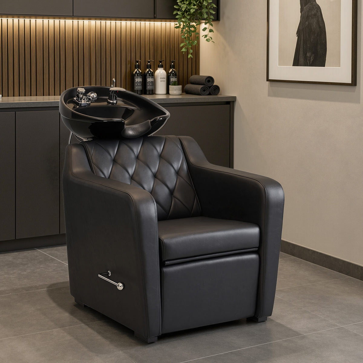 BarberPub Backwash Shampoo Chair and Bowl Set for Salon, 9064