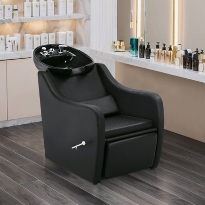 BarberPub Backwash Salon Shampoo Chair, Ceramic Shampoo Bowl for Barbershop 9090