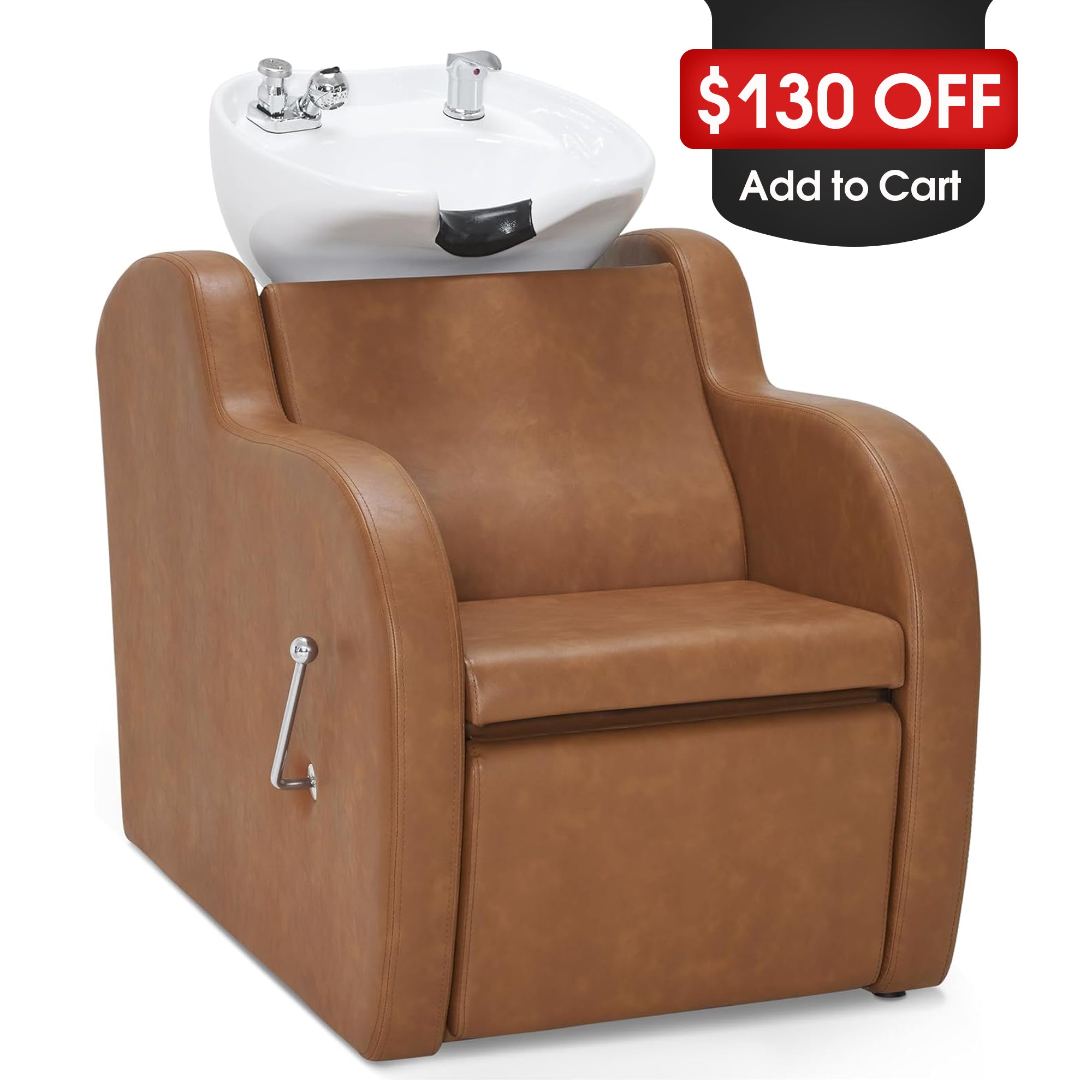 BarberPub Shampoo Bowl and Chair Set, Adjustable Ceramic Bowl and Chair for Salon 9312
