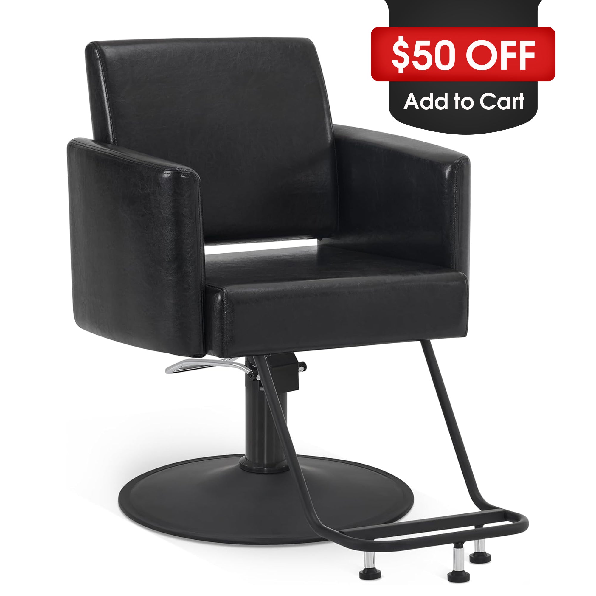 BarberPub Black Salon Chair, Barber Hydraulic Styling Chair for Hair Stylist 6154-FR-9412BK 6154-FR-9412BK