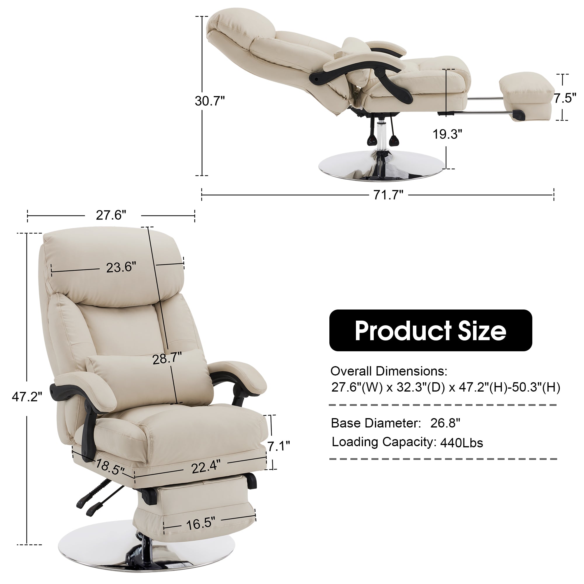 BarberPub Pedicure Chair, 360° Rotating Lifting Facial Beauty Spa Chair 3571