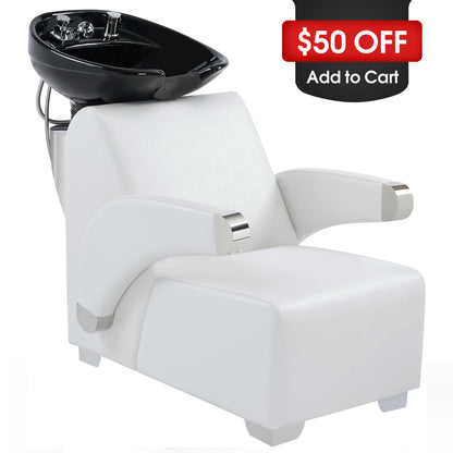 BarberPub Ceramic Bowl Backwash Shampoo Chair, Hair Washing Salon Station 9102