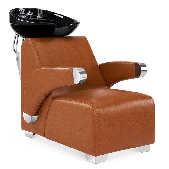 BarberPub Ceramic Bowl Backwash Shampoo Chair, Adjustable Shampoo Sink Chair, Hair Washing Station for Professional Shampoo Barbershop, Beauty Spa Salon 9102