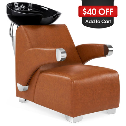 BarberPub Ceramic Bowl Backwash Shampoo Chair, Hair Washing Salon Station 9102
