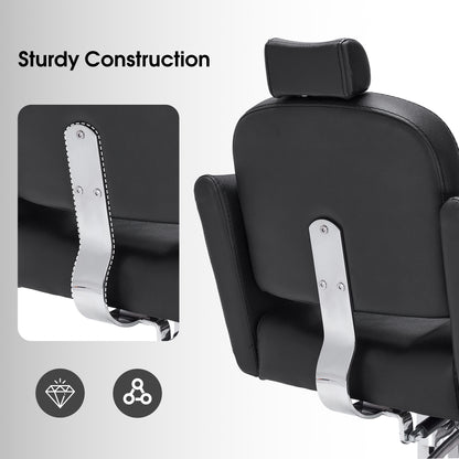 BarberPub Heavy-Duty Reclining Barber Chair with Adjustable Headrest 3125