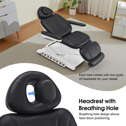 4-Motor Electric Facial Spa Bed with Hand & Foot Control, PU Leather Esthetician Adjustable Massage Table, 440 lbs Capacity 2119