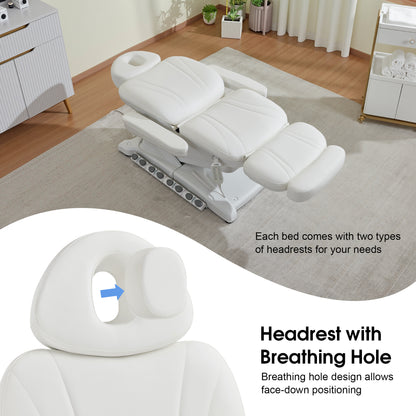 4-Motor Electric Facial Spa Bed with Hand & Foot Control, PU Leather Esthetician Adjustable Massage Table, 440 lbs Capacity 2119