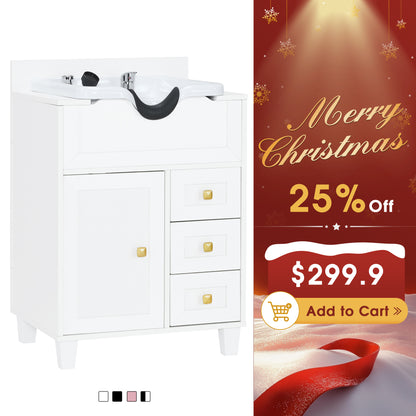 Barber Textured Embossed Storage Shampoo Station, Hair Salon Shampoo Backwash Equipment 7131