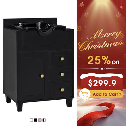 Barber Textured Embossed Storage Shampoo Station, Hair Salon Shampoo Backwash Equipment 7131