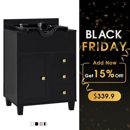 Barber Textured Embossed Storage Shampoo Station, Hair Salon Shampoo Backwash Equipment 7131