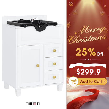 Barber Textured Embossed Storage Shampoo Station, Hair Salon Shampoo Backwash Equipment 7131