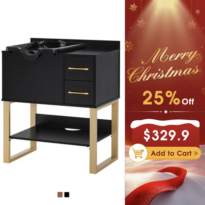 Shampoo Backwash Sink Station for Storage, Salon Shampoo Cabinet with Shampoo Bowl 3450