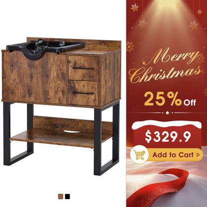 Shampoo Backwash Sink Station for Storage, Salon Shampoo Cabinet with Shampoo Bowl 3450