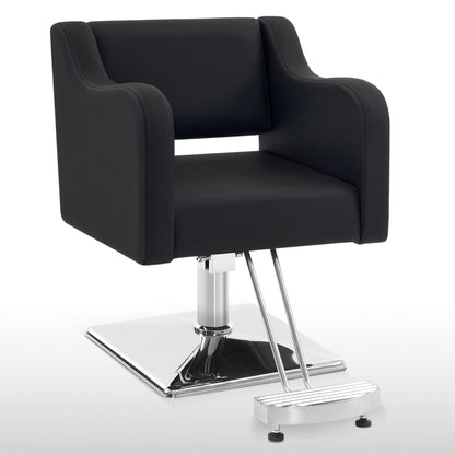 BarberPub Salon Chair 3802 & Backwash Shampoo Chair 9370 Set – Brown Hydraulic Barber Styling Chair with Ceramic Hair Wash Bowl