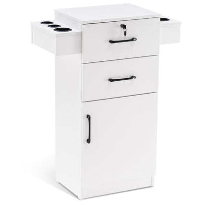 Modern Salon Station with Lockable Drawer & Cabinet, Storage Barber Cabinet for Hair Salon 2021