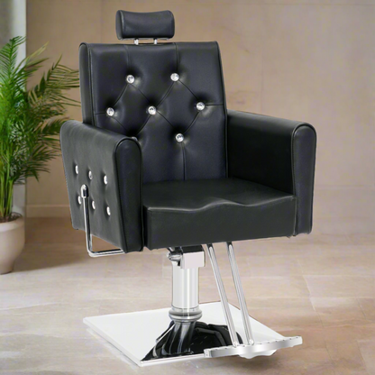 BarberPub Reclining Barber Chair, Removable Headrest Salon Chair for Hair Stylist 3123