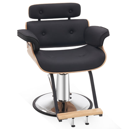 BarberPub Hydraulic Salon Chair,Curved Wood Frame Hair Cutting Styling Chair 8261