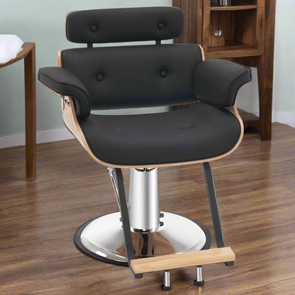 BarberPub Hydraulic Salon Chair,Curved Wood Frame Hair Cutting Styling Chair 8261