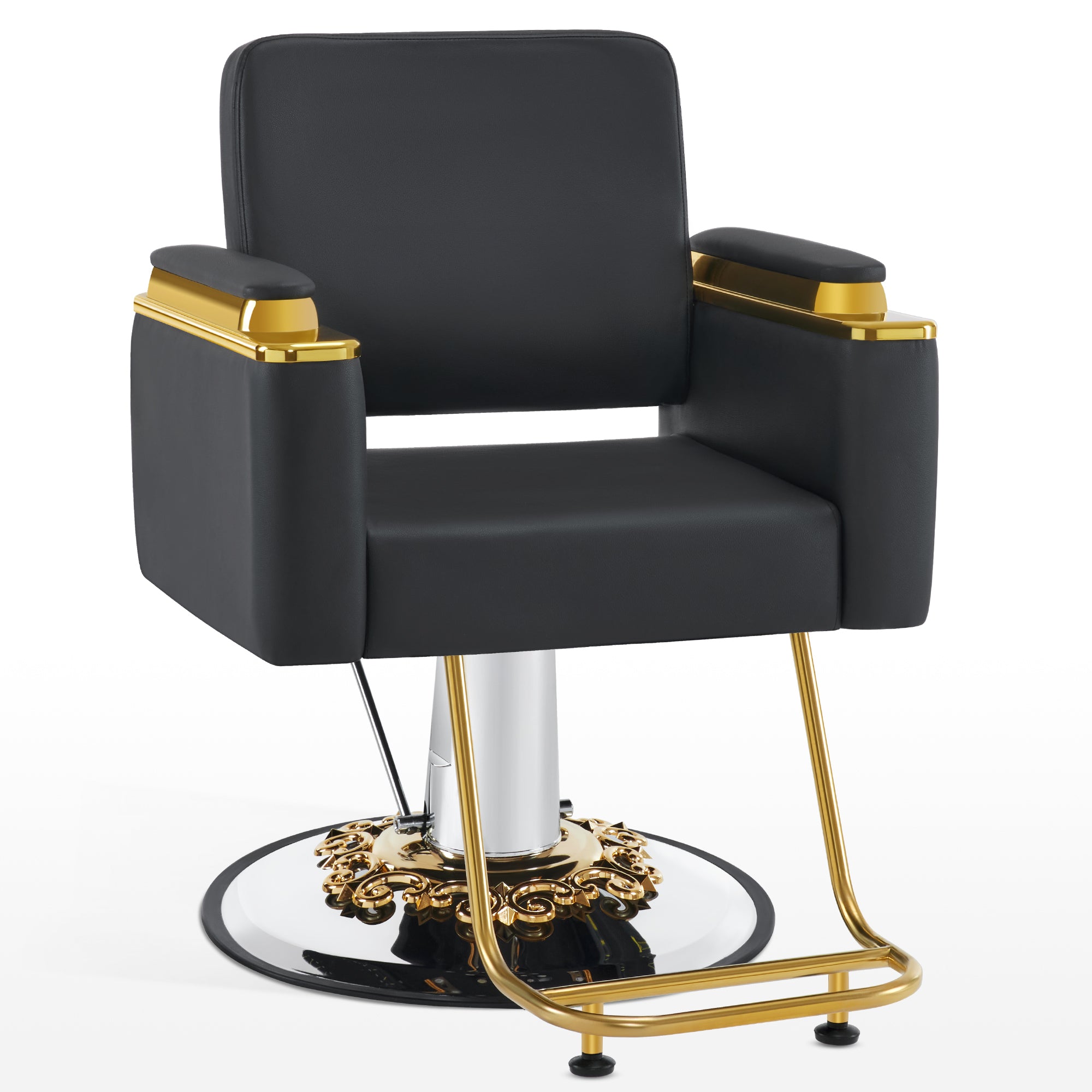 BarberPub Gold&Black Salon Chair, Hydraulic Barber Spa Styling Equipment 8633