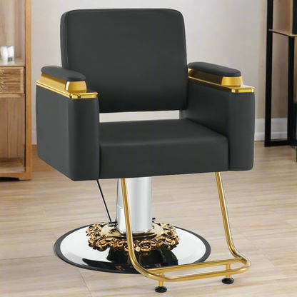 BarberPub Gold&Black Salon Chair, Hydraulic Barber Spa Styling Equipment 8633