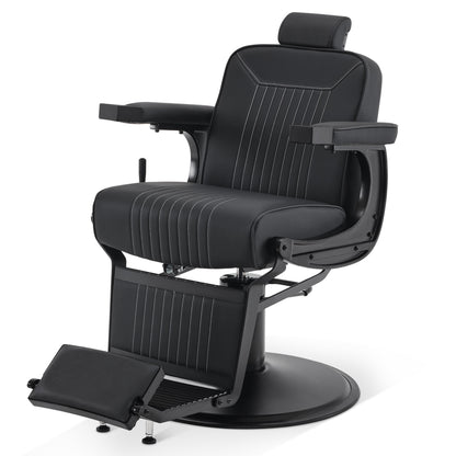 BarberPub Hydraulic Reclining Barber Chair with Adjustable Headrest, Black 8334