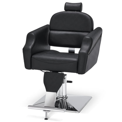 BarberPub Barber Chair with Headrest, Reclining Salon Chairs for Hair Stylist 3125